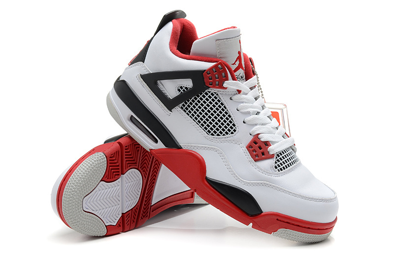 Air Jordan 4 Men Shoes White/Red/Black Online